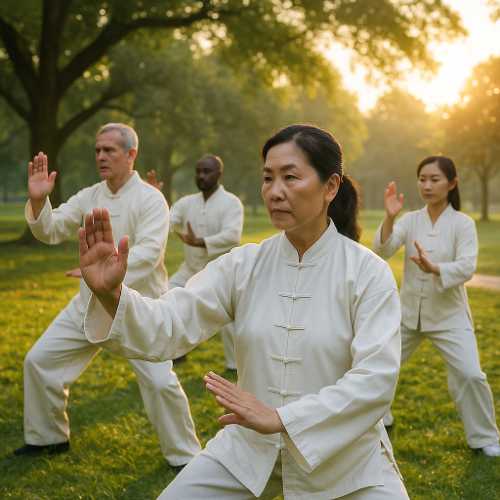 Taichi in park group